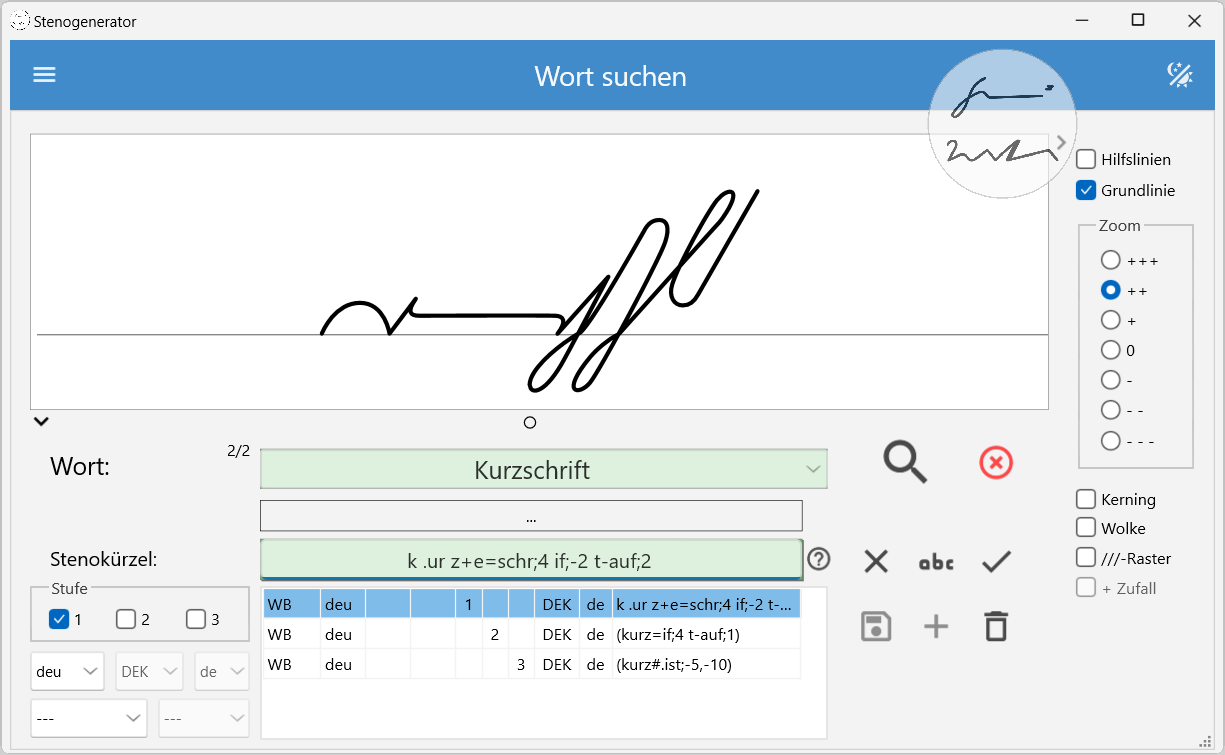 Die Maske „Wort suchen“ der Windows-Version.