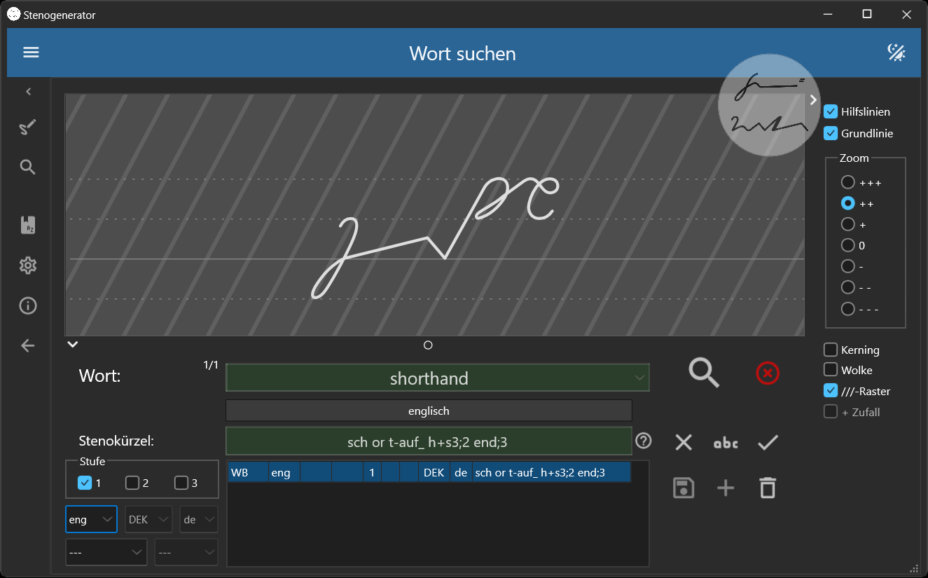 Maske Wort suchen in dunklem Layout